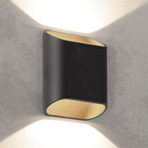 Led wandlamp zoals Trapz - up & down dimbaar 10 watt zwart/goud