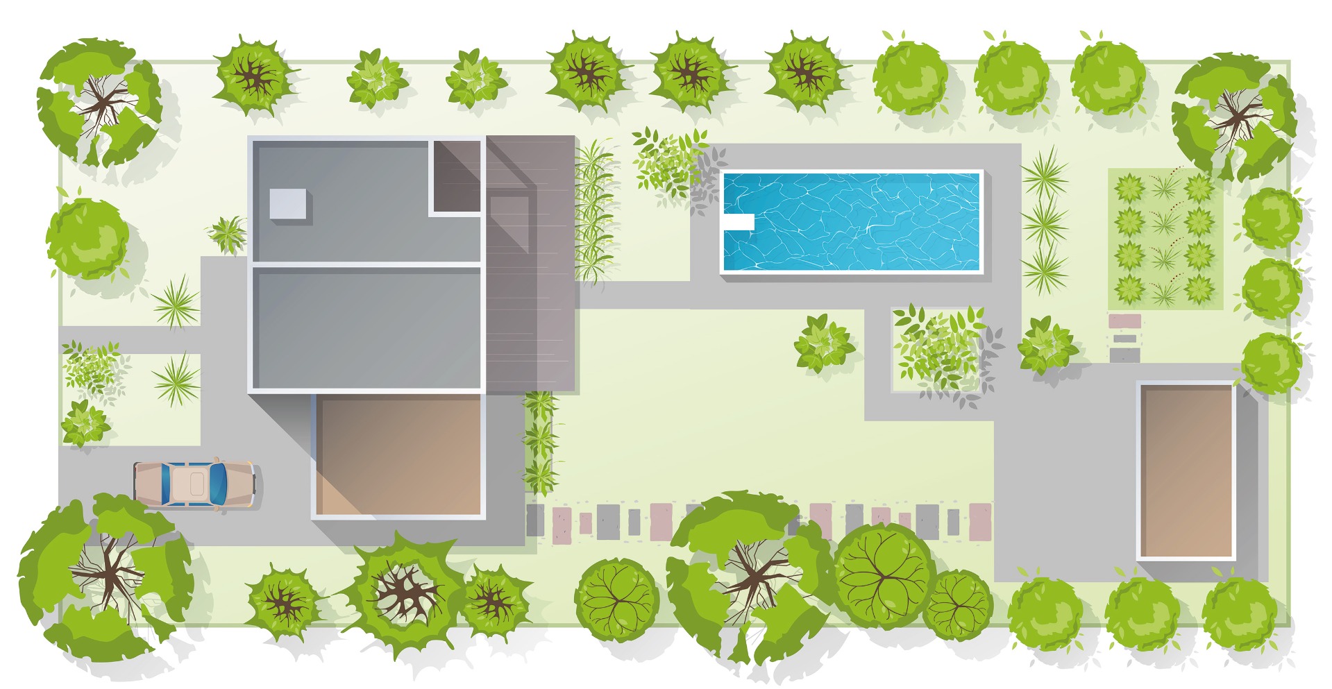 een plattegrond van een tuin voor het maken van een lichtplan
